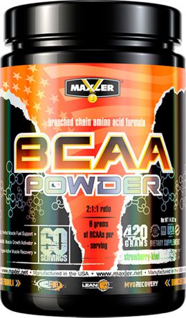 Комплекс аминокислот Maxler BCAA Powder 2:1:1 Strawberry Kiwi, 420 г