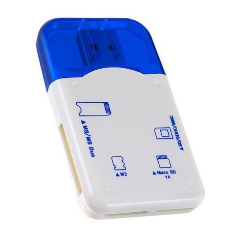 Картридер Perfeo SD/MMC+Micro SD+MS+M2, VI-R010 синий