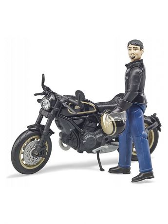 Мотоцикл Bruder Scrambler Ducati Cafe Racer, с фигуркой мотоциклиста
