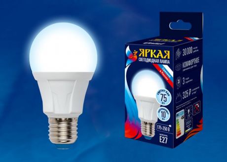 Лампочка Uniel LED-A60 10W/DW/E27/FR, Холодный свет 10 Вт, Светодиодная