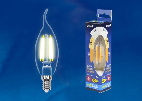 Лампочка Uniel LED-CW35-5W/WW/E14/CL/MB, Теплый свет 5 Вт, Светодиодная
