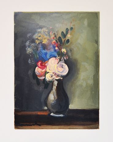 Литография "Букет роз" ("Le bouquet de roses"). Морис де Вламинк. Натюрморт. Франция, 1930-е гг.