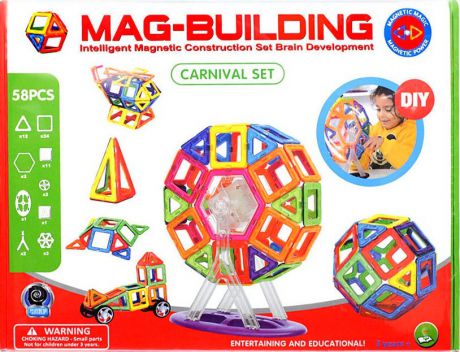 Mag Bulding Магнитный Детский Развивающий Конструктор MagBuilding 58 Деталей, Mag-Building Конструктор Для Детей