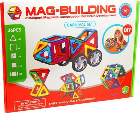 Mag Bulding Магнитный Детский Развивающий Конструктор MagBuilding 36 Деталей, Mag-Building Конструктор Для Детей
