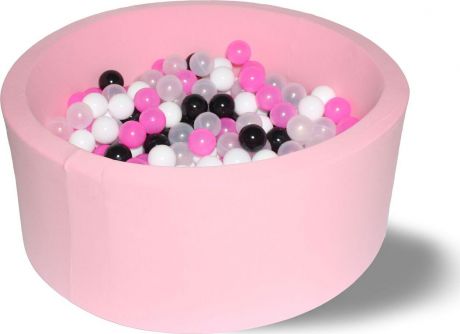 Сухой бассейн Розовая пантера Лайт серия выс. h33см с 200 шарами: розов, бел, черный, прозрачный