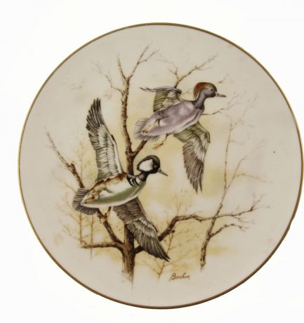 Декоративная фарфоровая тарелка "Подлётыши". Фарфор, роспись. Англия, конец ХХ века.