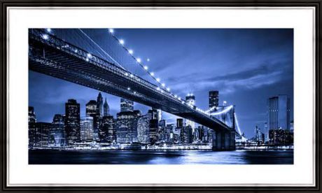 Картина в багете 50x30 см "Бруклинский мост ночью" Экорамка BE-103-285