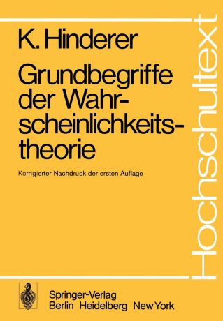 Karl Hinderer, K. Hinderer Grundbegriffe Der Wahrscheinlichkeitstheorie
