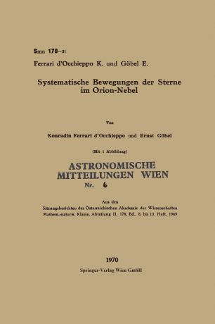 Konradin Ferrari D. Occhieppo, Ernst Gobel Systematische Bewegungen Der Sterne Im Orion-Nebel