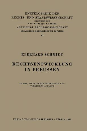 Eberhard Schmidt Rechtsentwicklung in Preussen