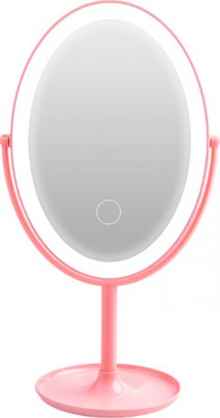 Зеркало на подставке, с подсветкой, розовое, 30,5х16,2х11,1 см
