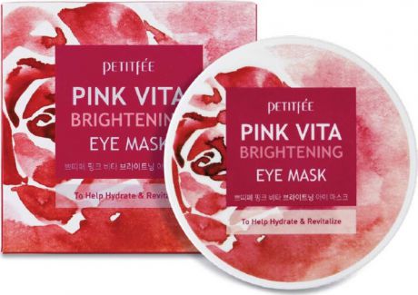 Petitfee Pink Vita Brightening Eye Mask Осветляющие тканевые патчи для глаз с витаминным комплексом, 60 шт