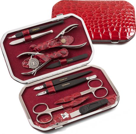 Zinger Маникюрный набор 10 металлических предметов (MSFE-804S),красный