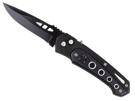 Складной автоматический нож Pirat 8362, черный, длина лезвия 8.9 см