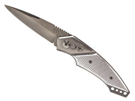 Складной автоматический нож, черный, длина лезвия 7.9 см
