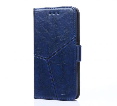 Чехол-книжка MyPads для LG G7 ThinQ / LG G7 прошитый по контуру с необычным геометрическим швом синий