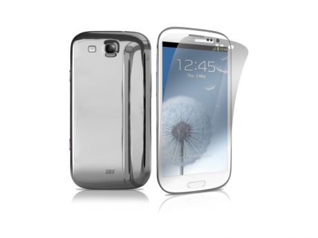 Чехол SBS на экран для Samsung Galaxy S3 (хром., антиблик, серый) + пленка защитная