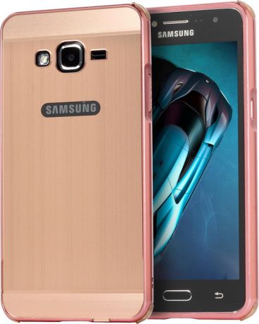 Чехол-бампер MyPads для Samsung Galaxy J2 Prime (2016) SM-G532F c алюминиевым металлическим бампером и поликарбонатной накладкой розовый