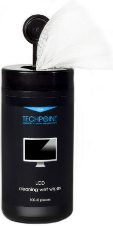 Салфетки влажные "Techpoint", для ухода за LCD экранами, 105 шт
