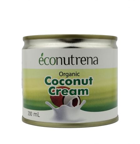 Растительное молоко Econutrena Кокосовые органические, жирность 22%, без стабилизаторов Жестяная банка, 200