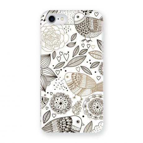 Чехол Mitya Veselkov "Цветы и Птички" для Apple iPhone 7/8, IP7.MITYA-020, белый, серый