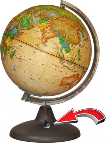 Глобус Глобусный мир "Ретро-Александр", с политической картой мира, рельефный, со светодиодной подсветкой, диаметр 21 см