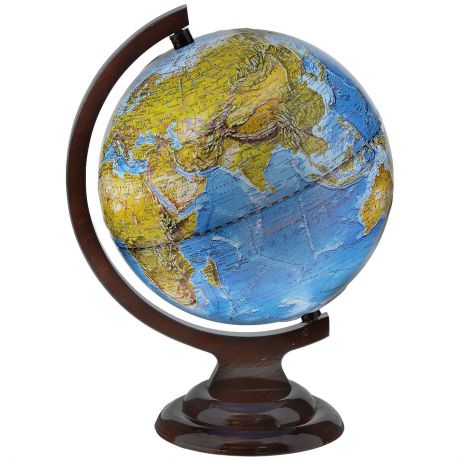 Глобусный мир Глобус Географический (школьный), рельефный, диаметр 21 см, на деревянной подставке