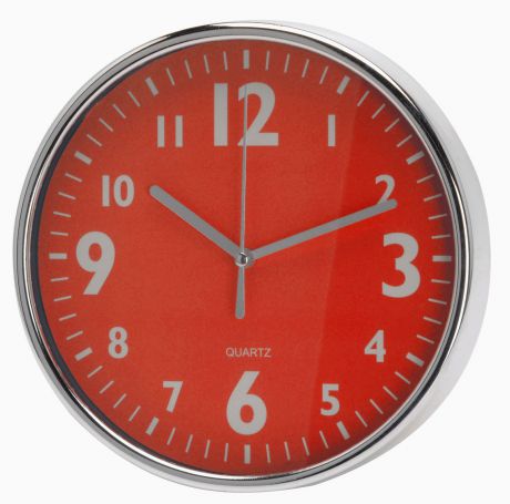 Настенные часы Mitya Veselkov Серебристые цифры на красном