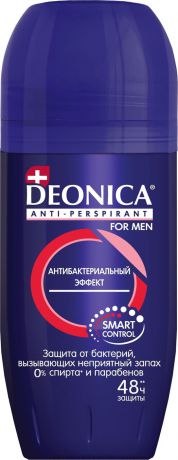 Мужской дезодорант-антиперспирант Deonica "Антибактериальный эффект for MEN", с антибактериальным компонентом "SymDeo". Ролик, 50 мл.