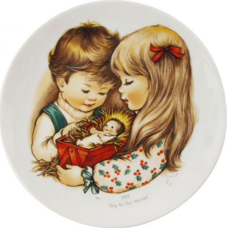 Коллекционная тарелка Goebel "Радость миру" из серии "Рождество". Фарфор, роспись. Германия, Goebel, 1977 год.