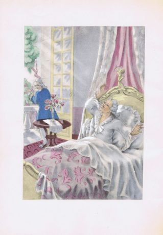 Гравюра. Умберто Брунеллески. Сцена в спальне. Офсетная литография, пошуар. Франция, Париж, 1948 год