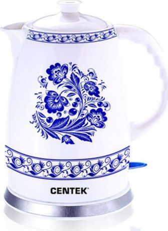 Электрический чайник Centek CT-1058, белый, голубой