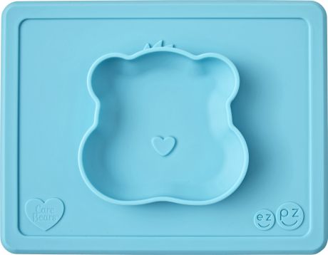 Тарелка с подставкой Ezpz Happy bowl Care Bear (бирюзовая)