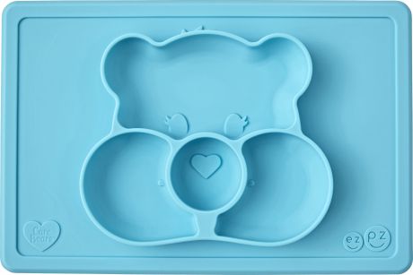 Тарелка с подставкой Ezpz Happy mat Care Bear (бирюзовая)