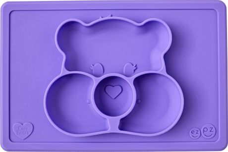 Тарелка с подставкой Ezpz Happy mat Care Bear (фиолетовая)