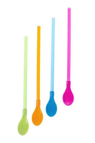Набор трубочек с ложкой "Вечеринка" 4 предмета, 30х12х1см, пластмасса, разноцветный