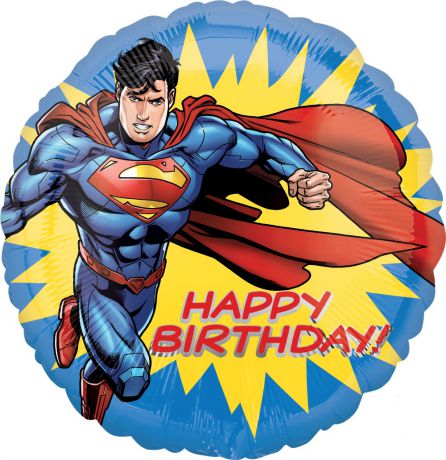Воздушный шар круг Anagram Супермен вспышка С днем рождения 43 см