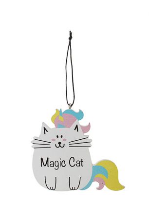 Украшение декоративное "Magic Cat", 10х9х0.5см, дерево, разноцветное, подвесное