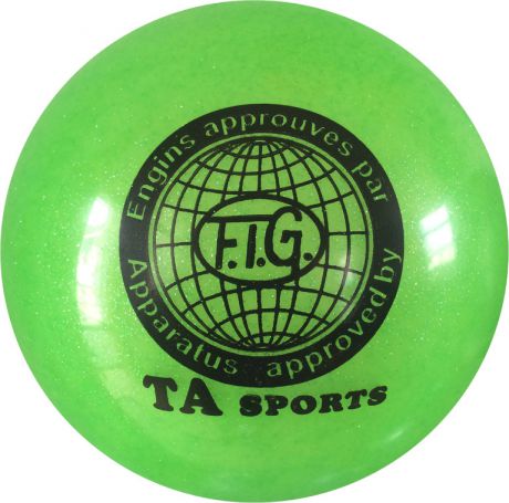 Мяч для художественной гимнастики RGB-102, 19 см, зеленый, с блестками