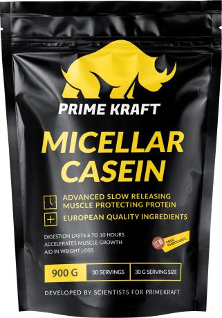 Напиток сухой Prime Kraft "Micellar Casein", коктейль белково-витаминный, молочный шоколад 900гр