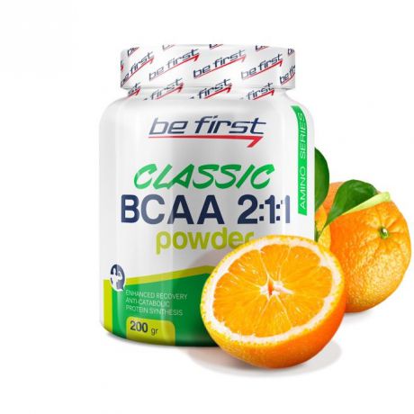Аминокислоты Be First BCAA 2:1:1 Classic Powder 200 гр, апельсин