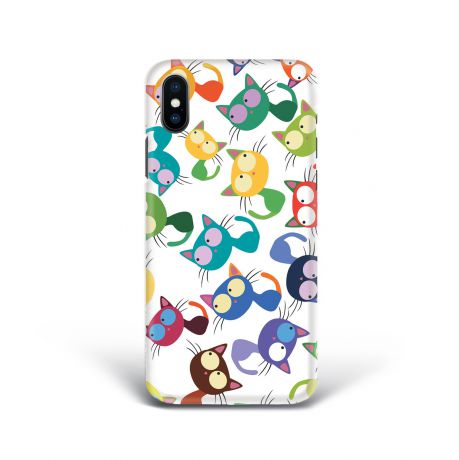 Чехол Mitya Veselkov "Цветные кошки" для Apple iPhone X, IP10.MITYA-019, белый, разноцветный