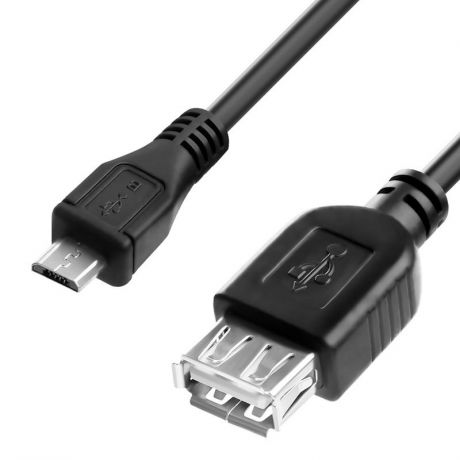 Адаптер переходник OTG Greenconnect USB 2.0, GCR-MB1AF-BB2S-0.3m, microB 5pin/AF, 0.3m, черный, экран, армированный, морозостойкий