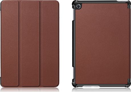 Чехол-обложка MyPads для Huawei MediaPad M5 Lite 10 (BAH2-L09/W09/AL10) тонкий умный кожаный на пластиковой основе с трансформацией в подставку коричневый