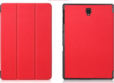 Чехол-обложка MyPads для Samsung Galaxy Tab A 10.5 SM-T590 SM-T595 (2018) тонкий умный кожаный на пластиковой основе с трансформацией в подставку красный