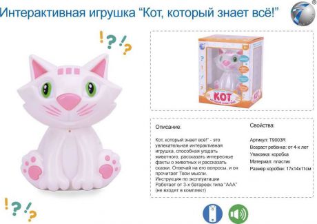 Интерактивная игрушка Кот, который знает всё! T9003R