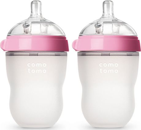 Comotomo Набор из 2х бутылочек для кормления - Розовые (250 мл)
