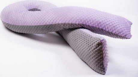 Двухцветная серо-сиреневая наволочка Minky на подушку для беременных MommyPillow U 320 см