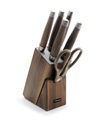 Набор из 5 ножей c ножницами на деревянной подставке Rondell Glaymore