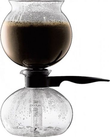 Кофеварка вакуумная Bodum Pebo, 1208-01, прозрачный, черный, 1 л